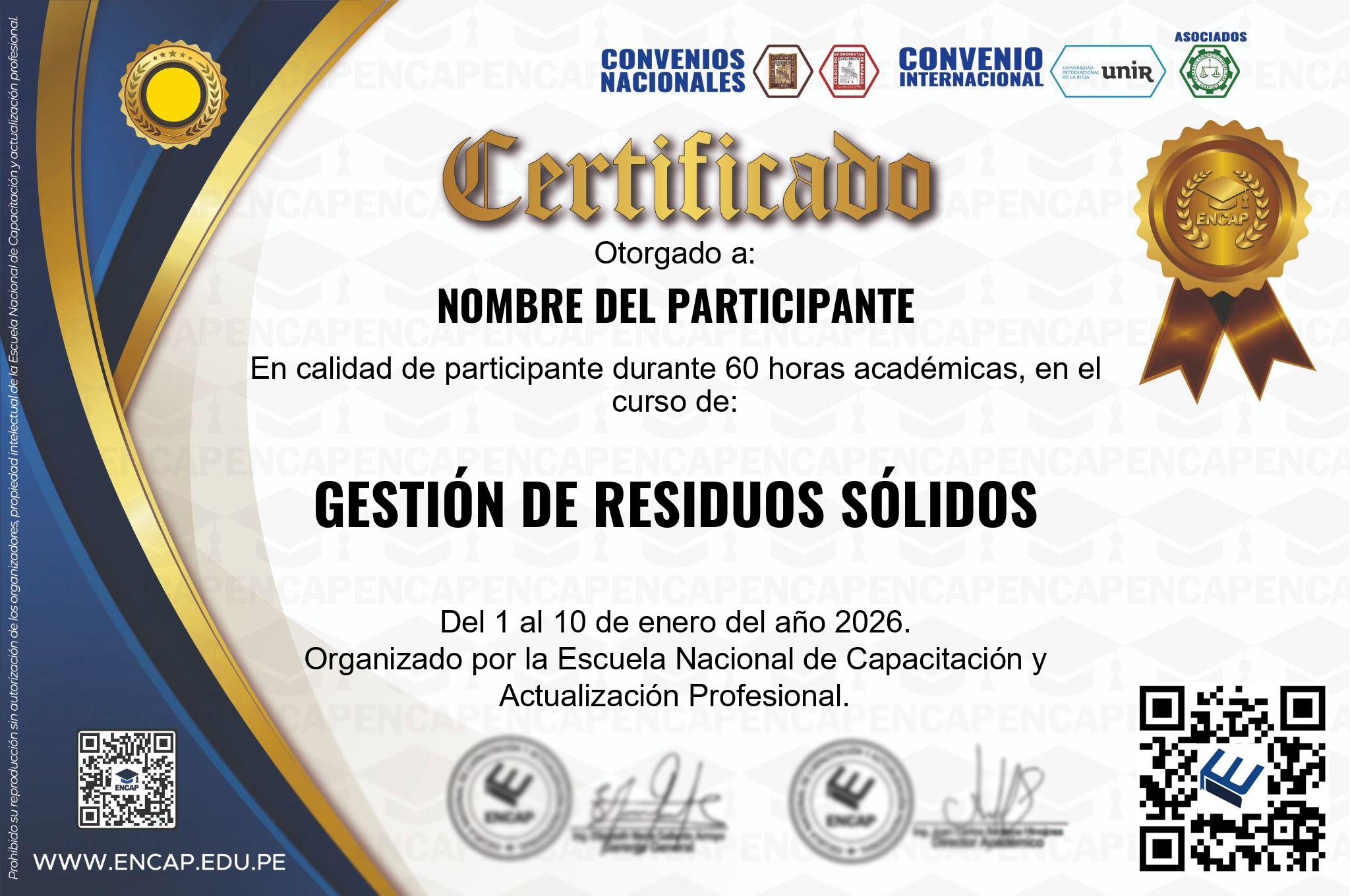 Certificado Especialización