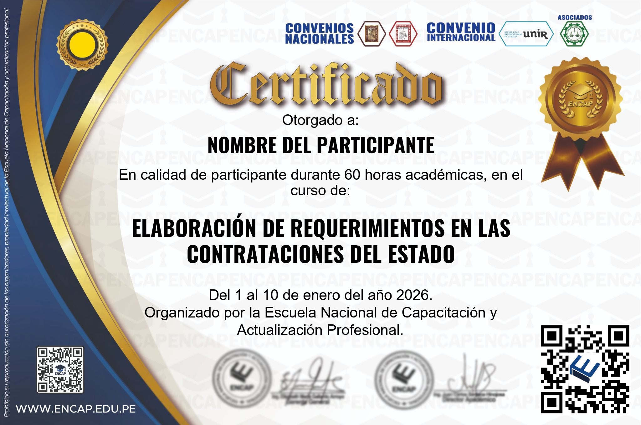 Certificado Especialización